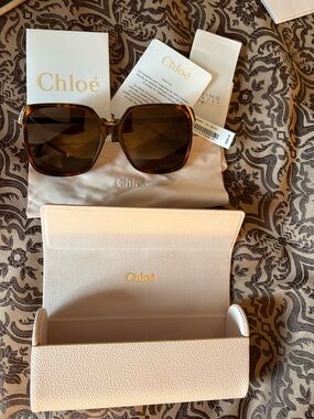 Chloé Brown Gradient Oversized Square Sunglasses